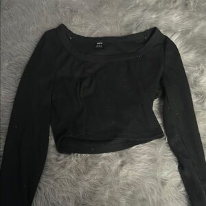 SHEIN Black Fitted Long Sleeve Crop Blouse